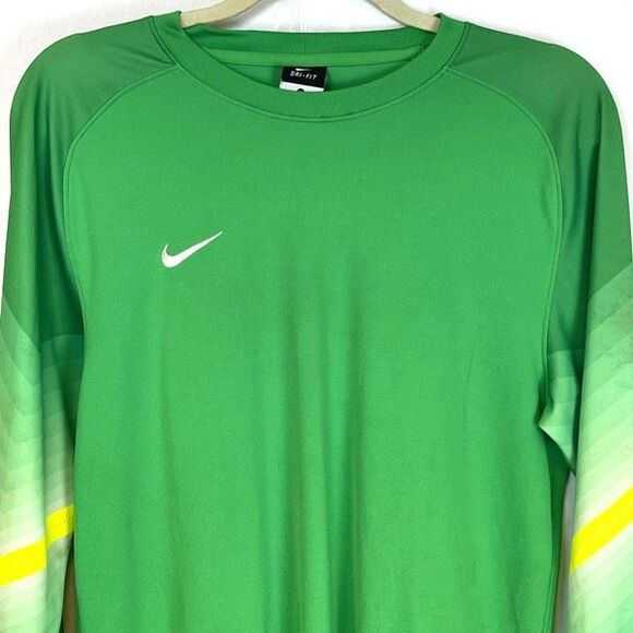 Nike Shirt Men's Medium Green Goalkeeper Soccer Jersey Dri Fit Striped Sports 30 - Picture 2 of 16